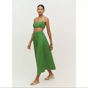 Reformation Vibrant Green A-Line Skirt